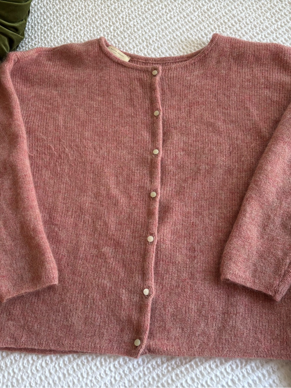 Sezane Pink Button-Front Mohair Blend Sweater - Picture 2 of 3